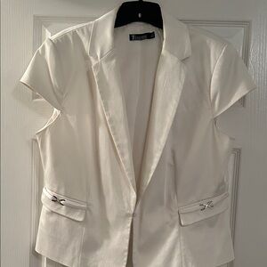 New York & Company White Short Sleeve Blazer